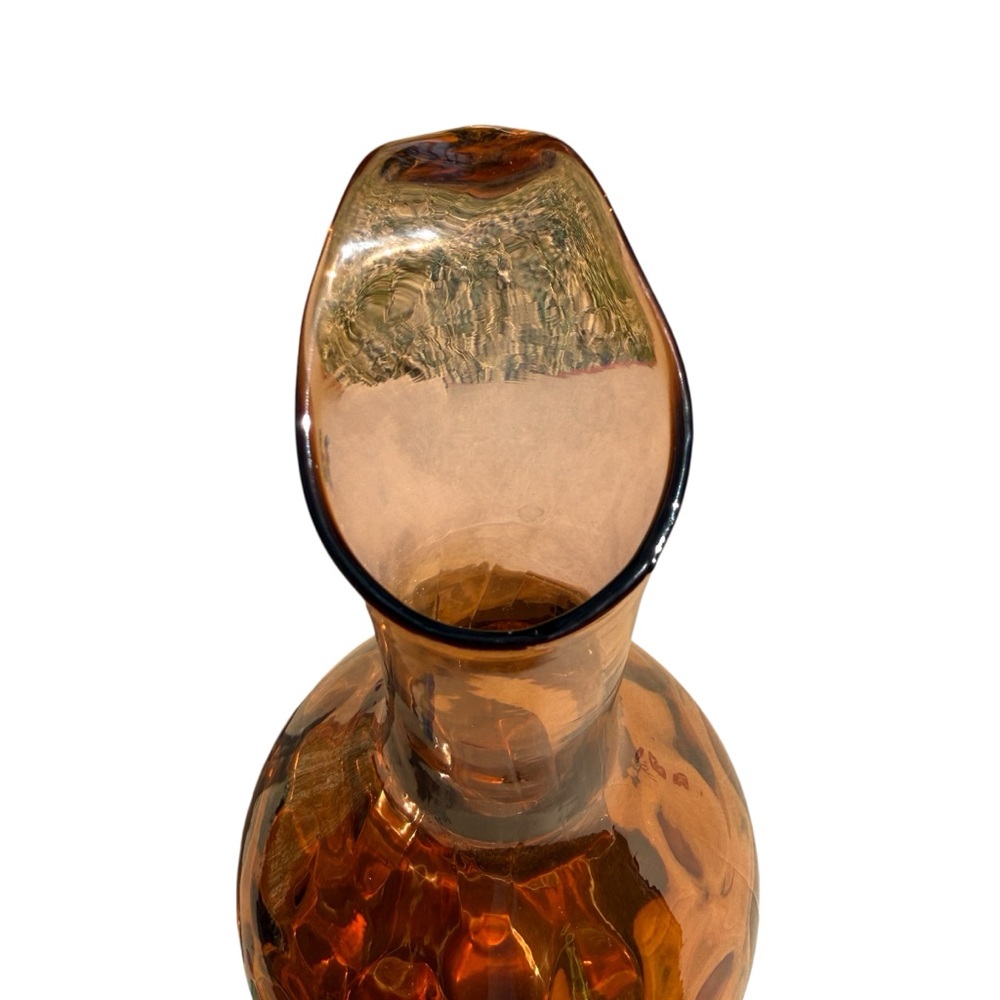 Mid Century Amber Swung Glass Vase 10” MCM Viking Style Retro Art Glass Vintage - Picture 10 of 12